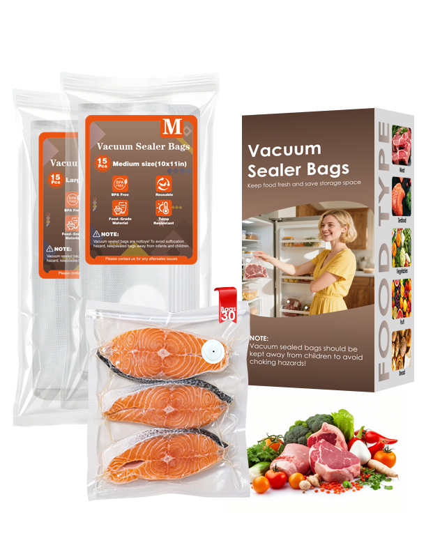 Natupo Medium Vacuum Zipper Bags, 30 Count