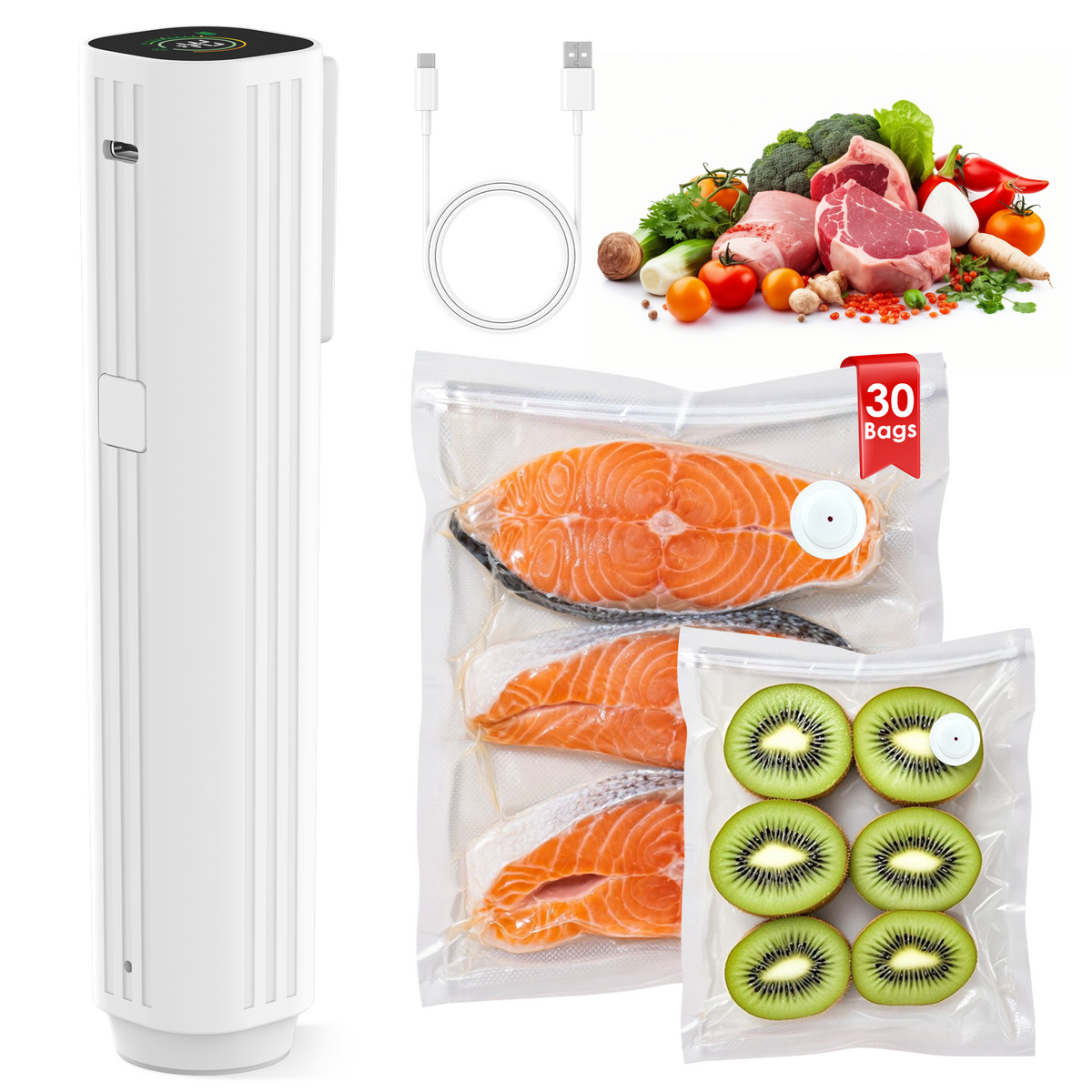 Natupo Handheld Vacuum Sealer Kit, Cordless Vacuum Sealer with 30 Reusable Seal Bags